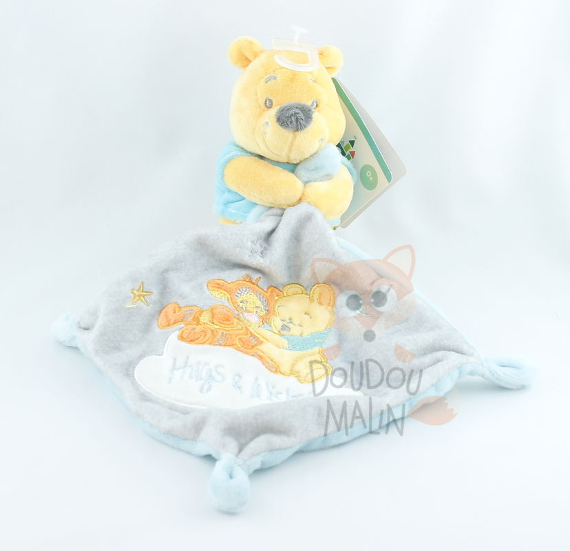  baby comforter winnie pooh hugs & wishes grey blue tigger 